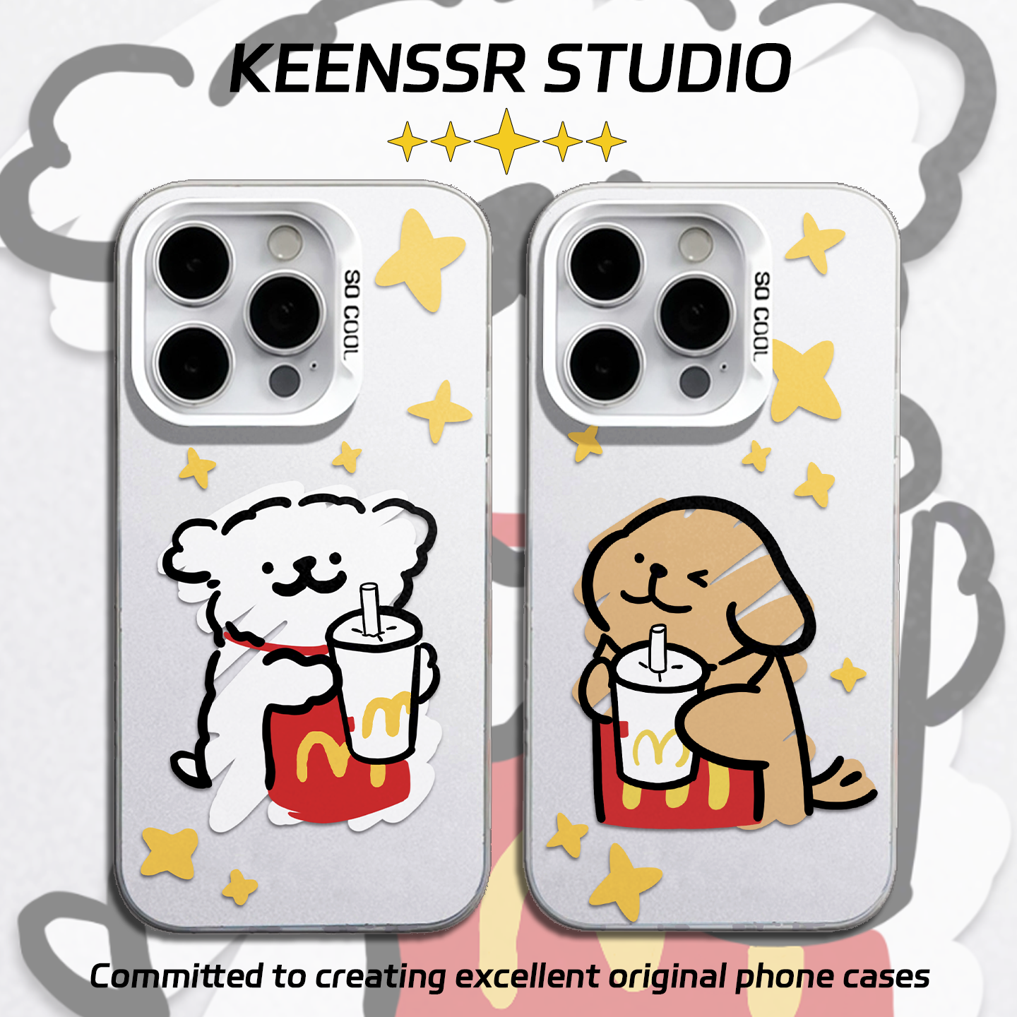 线条小狗手机壳情侣苹果iphone16promax70oppo80iqoo荣耀60小米15一加vivo13红米pura14华为12mate11外壳新款,3C数码配件,手机保护套/壳,淘宝优惠券,粉丝福利购,淘宝优惠卷