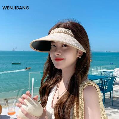 夏季新款空顶防晒遮阳帽珍珠百搭