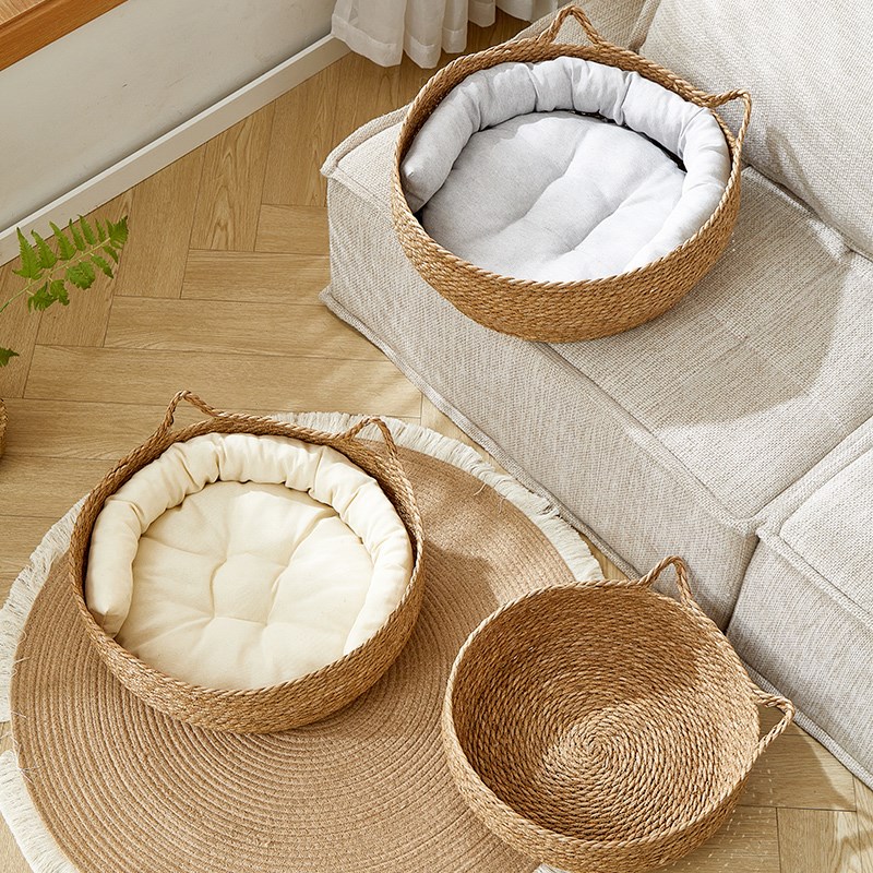 藤编猫窝夏季编织凉窝猫咪睡觉用宠物窝四季通用猫窝猫咪睡觉神器