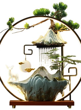 流水招财生财摆件创意喷泉家居客厅办公室桌面乔迁新居开业送礼品