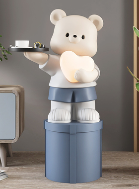 大型收纳熊客厅落地摆件家居饰品沙发旁灯电视柜装饰托盘乔迁礼物