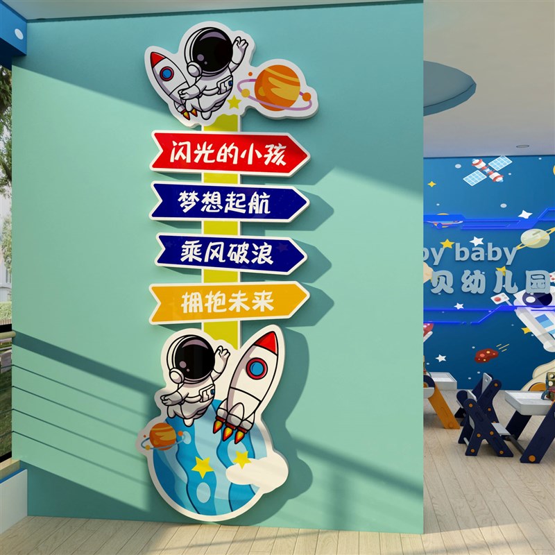 幼儿园墙面装饰贴环境创半成品布置材料教室文化楼梯走廊太空主题