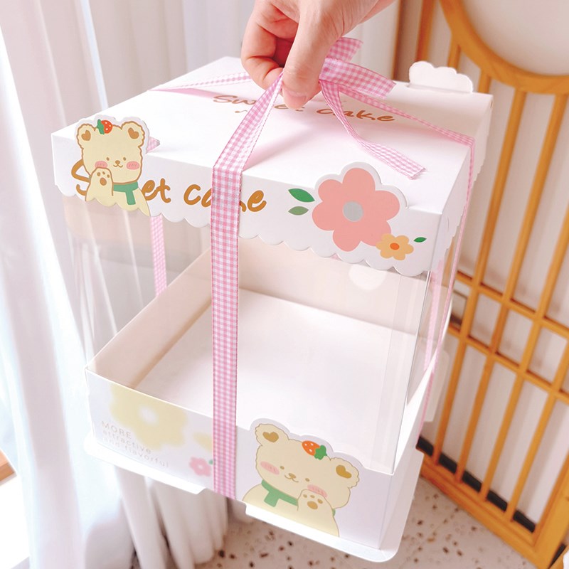 六寸/八寸/十寸生日蛋糕盒半透明手提6/8寸/十寸网红零食包装盒