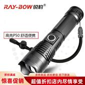 新款 户外战术伸缩变焦强光手电筒四核灯芯防水防尘热销推荐 HOT