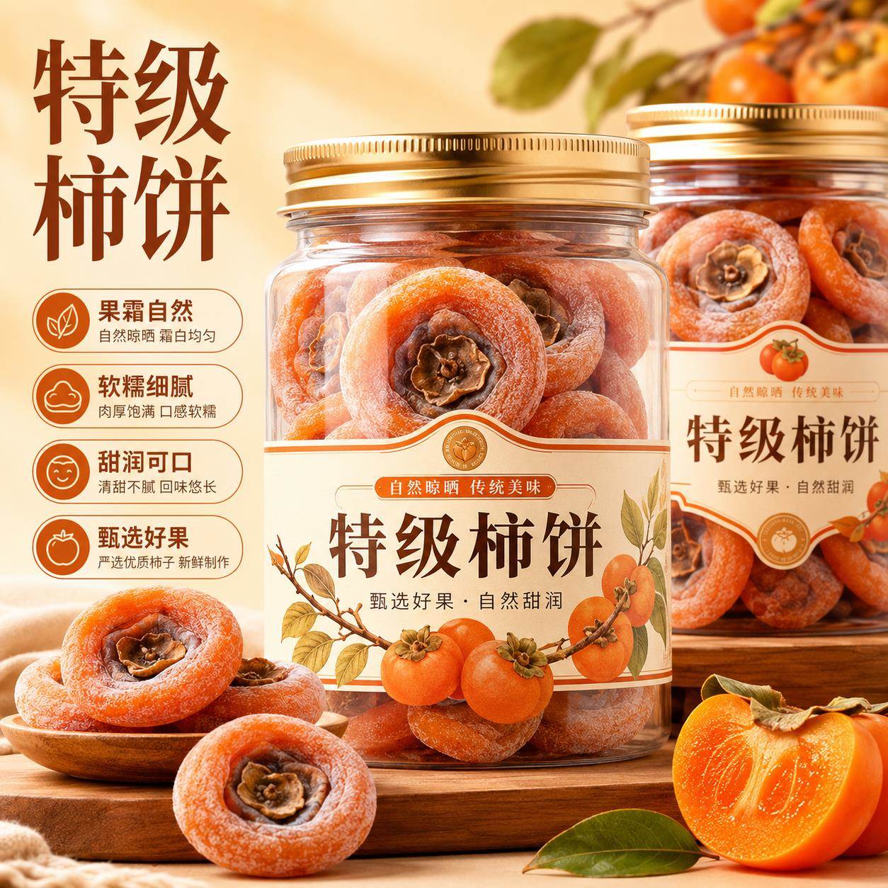 【高品质】柿子饼广西桂林恭城流心农家开袋即食柿饼非陕西富平