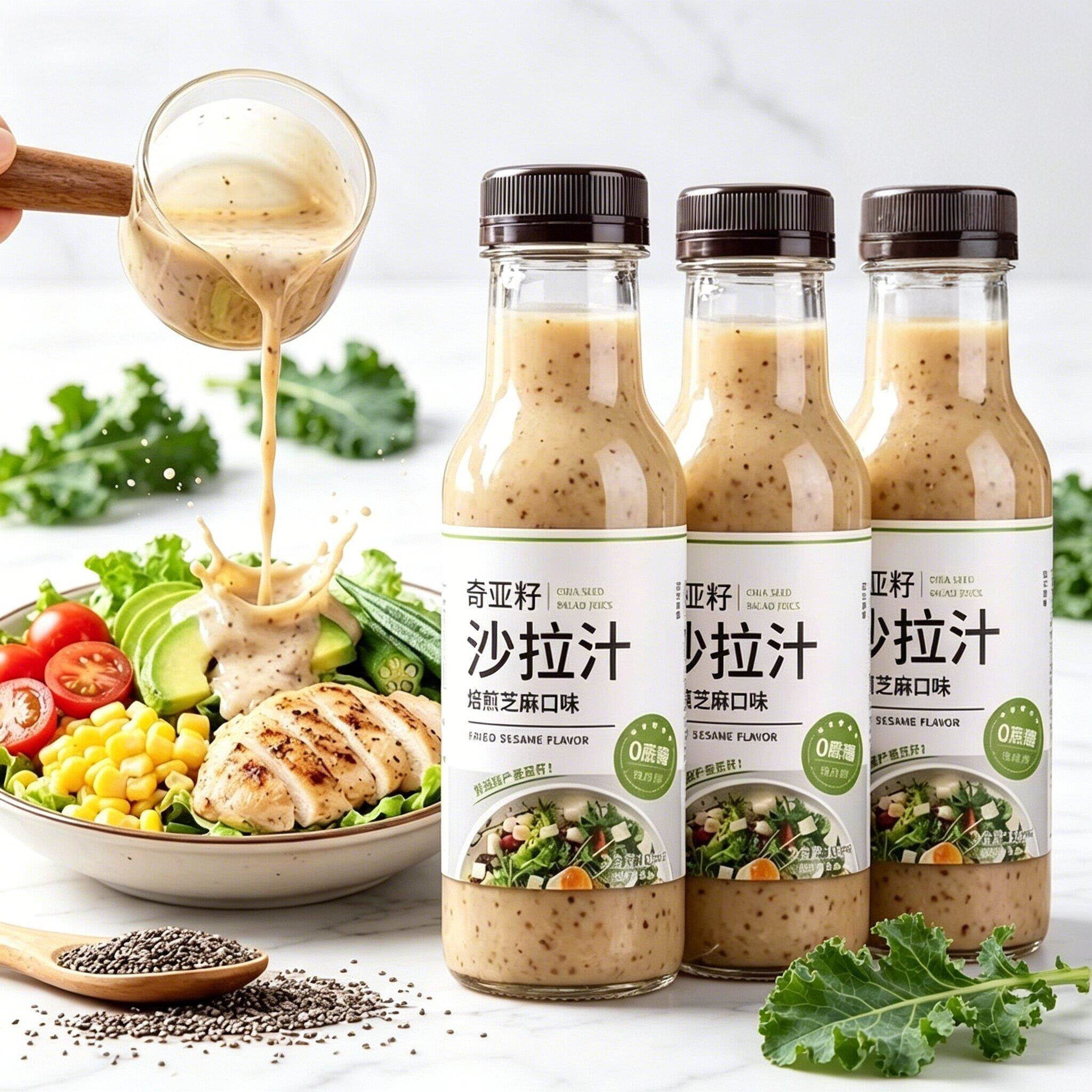 健身低卡沙拉酱0脂肪0糖蔬菜水果专用奇亚籽无添加剂酱料轻食伴侣