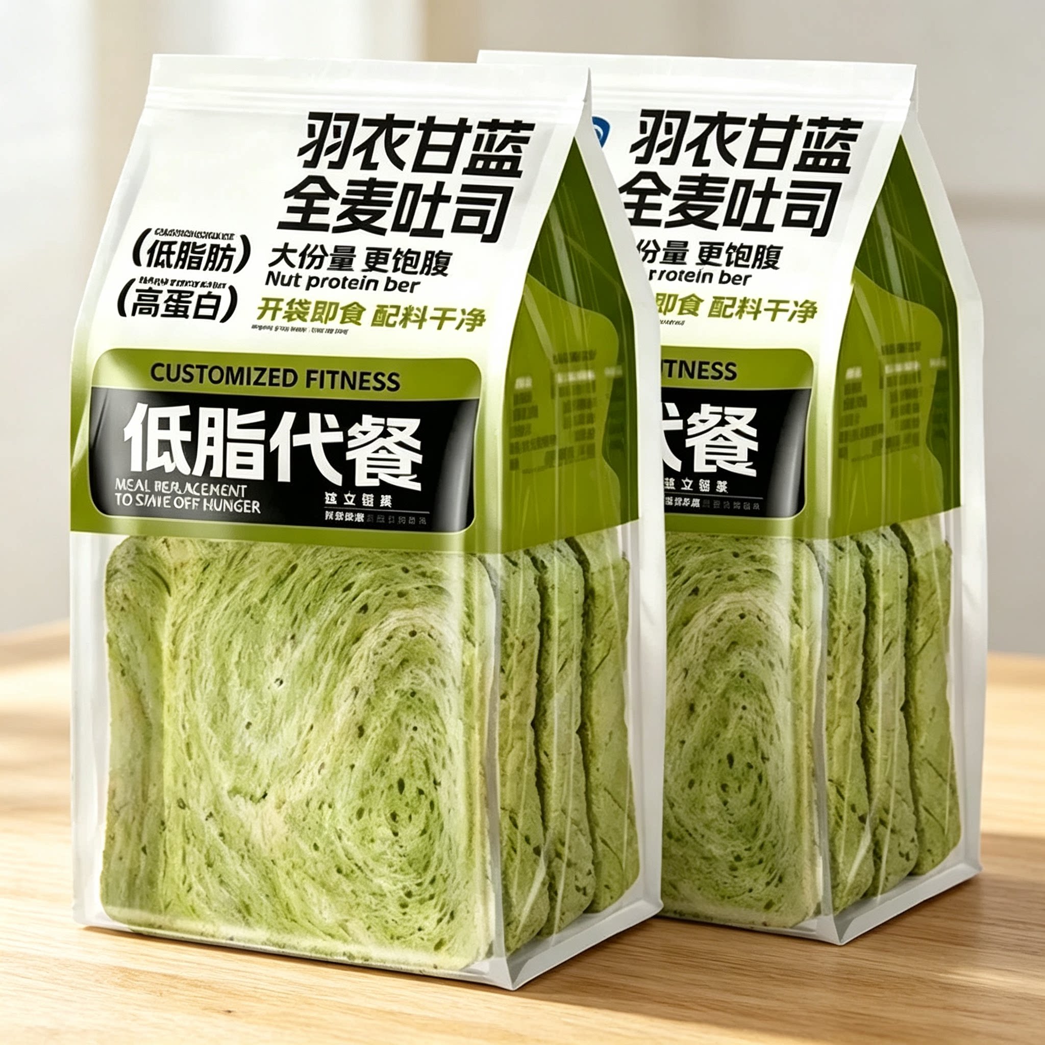 全麦面包羽衣甘蓝吐司低脂肪饱腹粗粮营养健身早餐轻食代餐零食