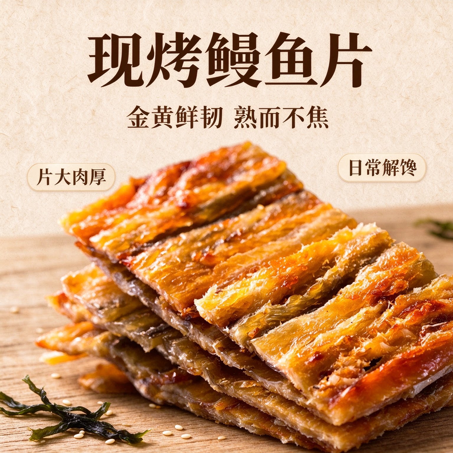 日式烤鳗鱼片手撕鱼干网红出游早餐速食海味女士饱腹休闲抗饿旅行