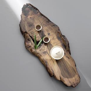 托盘干泡台树脂创意禅意设计师茶具茶海 实木整块小茶盘家用排水式