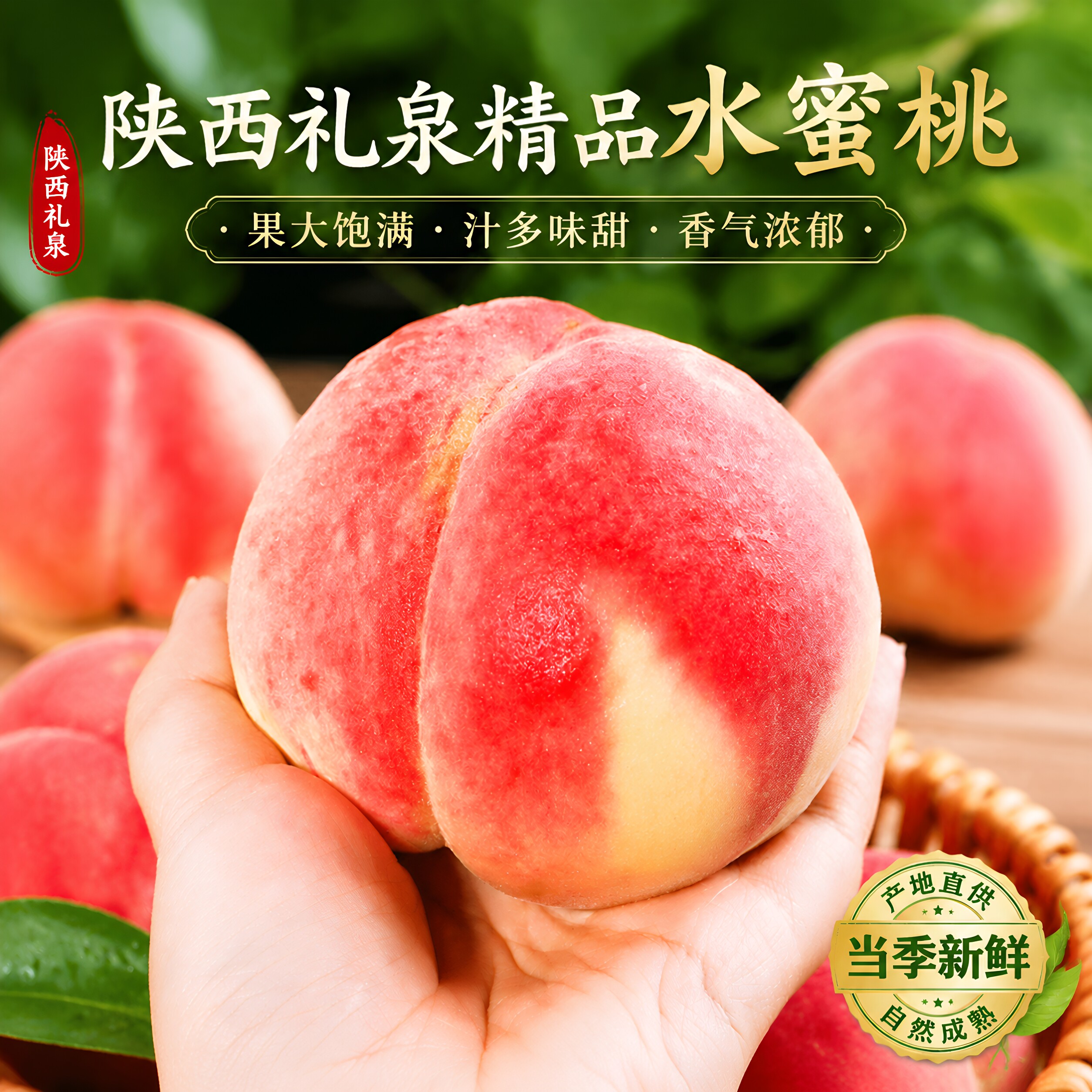 陕西礼泉永莲精品红水蜜桃脆甜桃桃