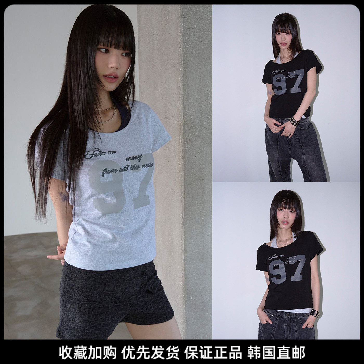 韩国代购直邮PRENDA高端t恤女夏