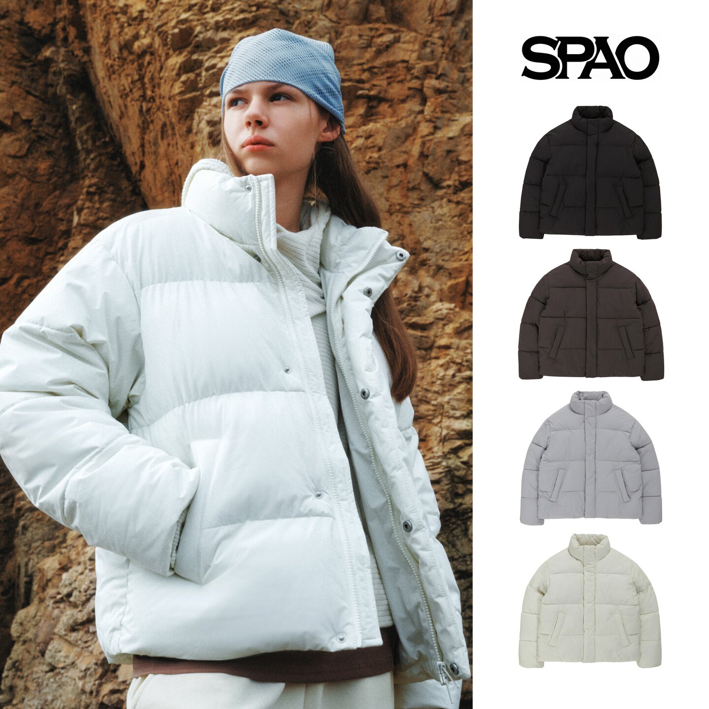 SPAO立领短款面包服女冬季保暖