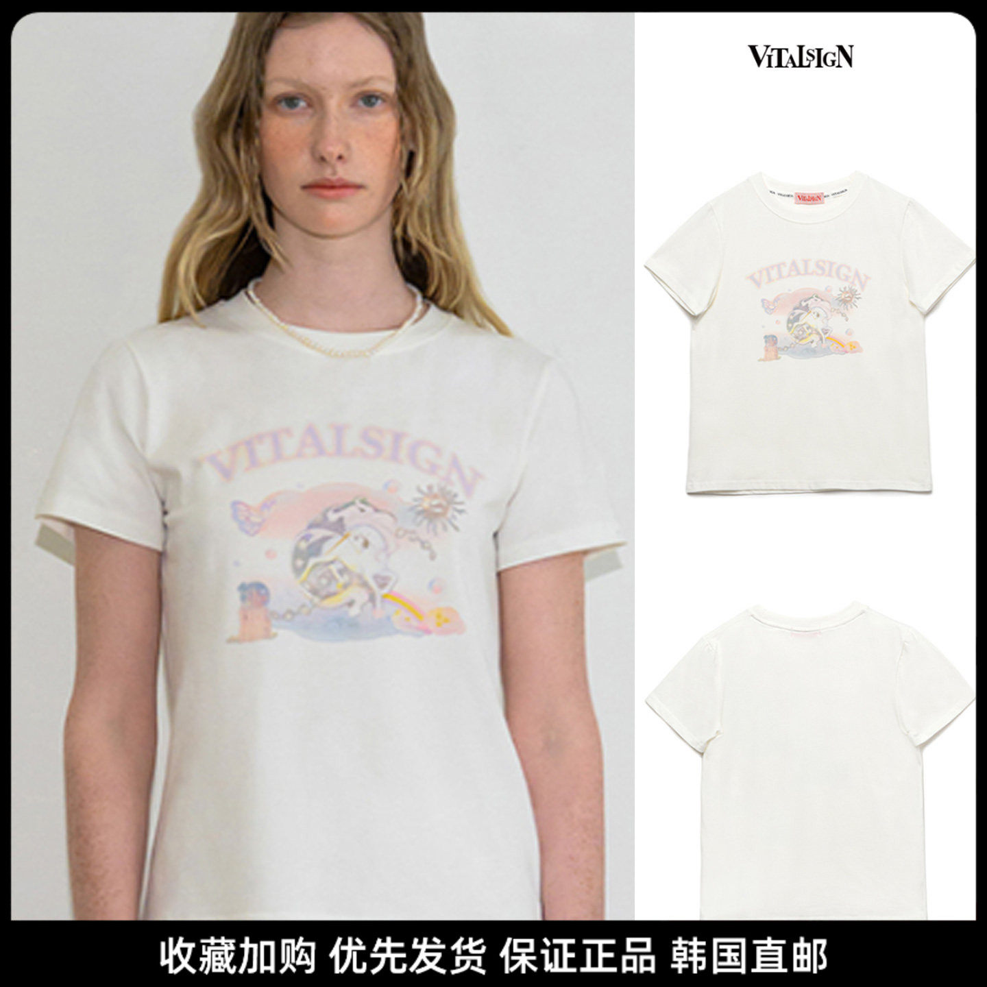 VITALSIGN卡通印花短袖T恤女