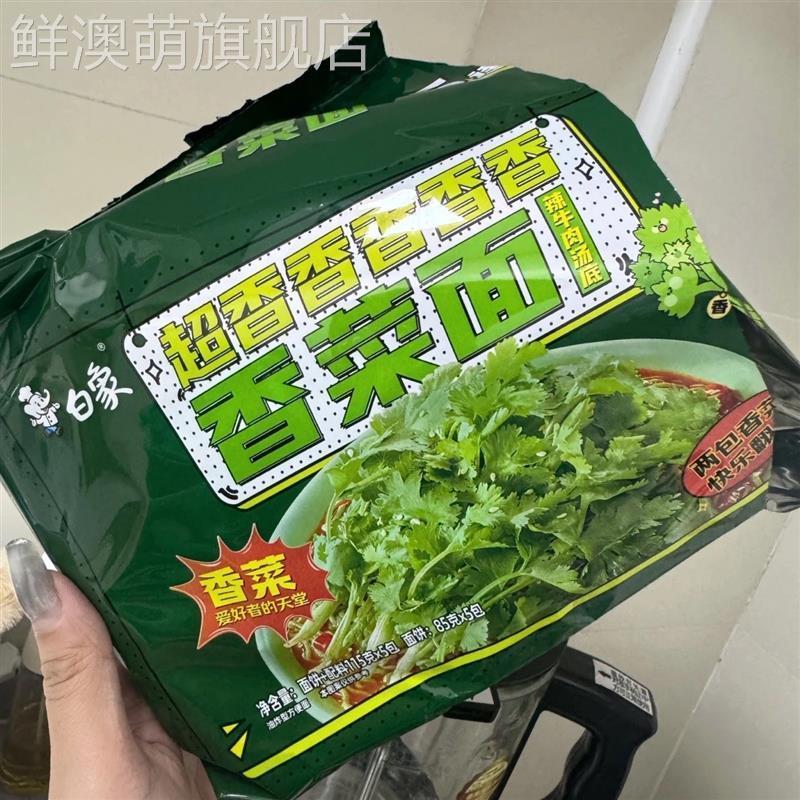 香菜泡面汤好喝方便面猪骨汤辣牛鸡汤混合绿色蔬菜面香菜泡面