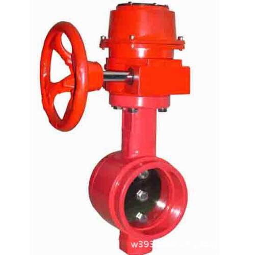 供应蜗轮沟槽式信号蝶阀SXD381X-16 Grooved End Butterfly Valve