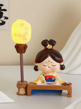唐仕女唐妞摆件西安文创旅游纪念品寝室书画带小夜灯桌面装饰品