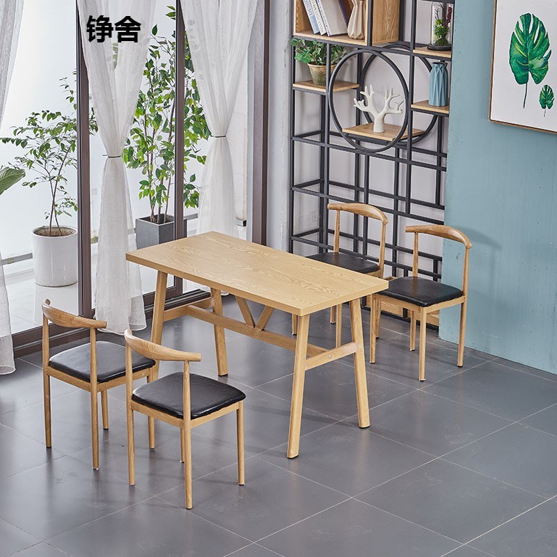 快餐桌椅组合早餐小吃面馆奶茶甜品店烧烤饭店餐饮桌子商用经济型