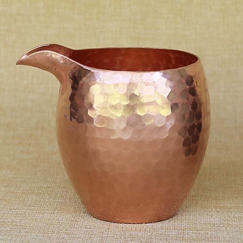 纯手工纯铜紫铜公道杯手工纯铜红铜公杯分茶器功夫茶具茶海锤目纹