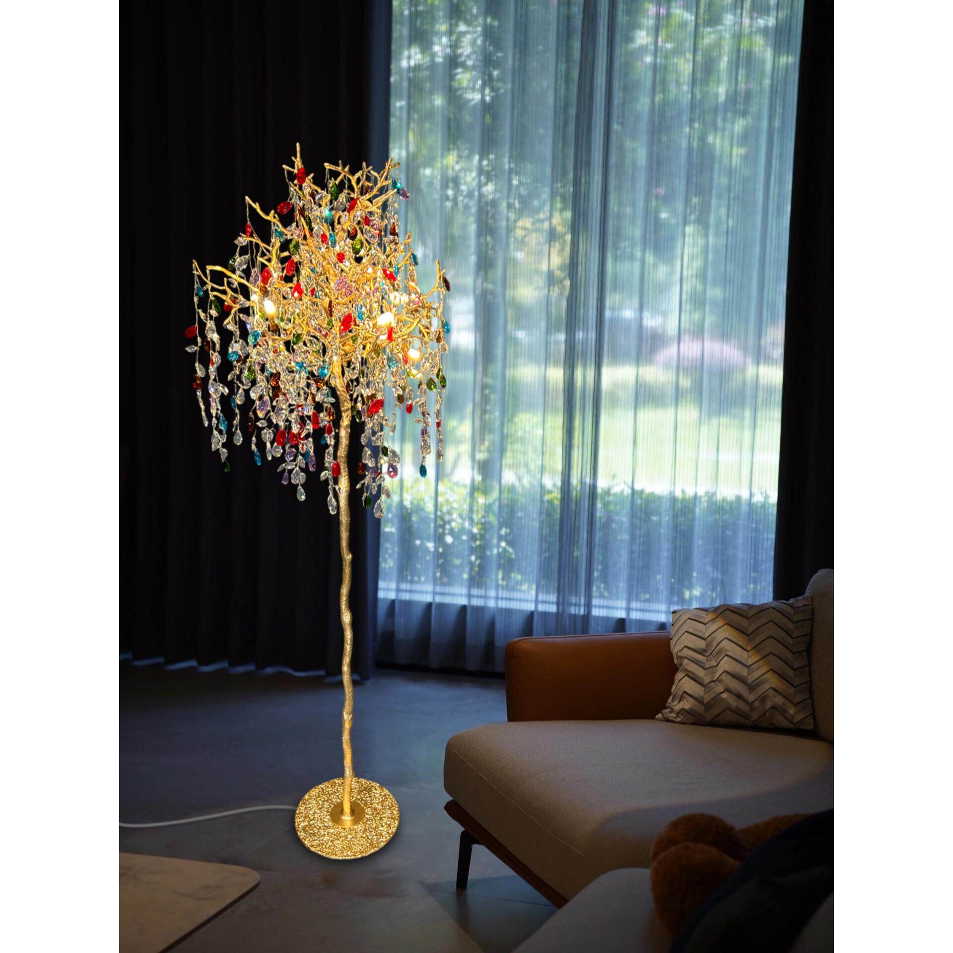 法式全铜轻奢K9水晶落地灯客厅卧室后现代装饰床头立式设计师灯具