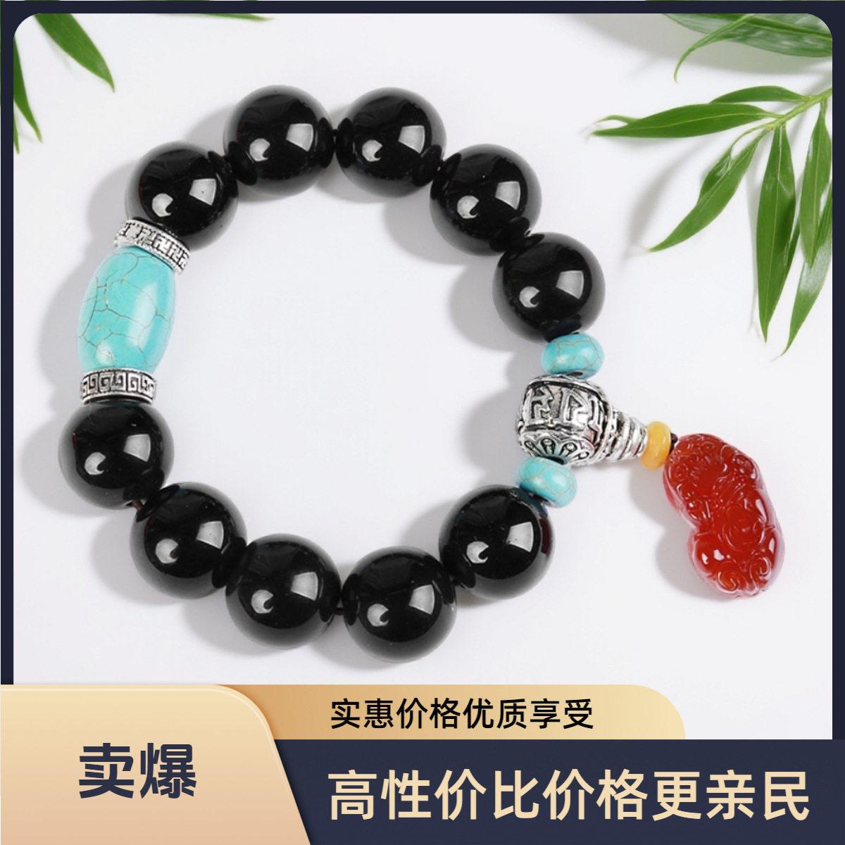 车用佛像佛珠虎眼石佛珠玛瑙大佛珠车载内饰饰品档位珠汽车挂饰