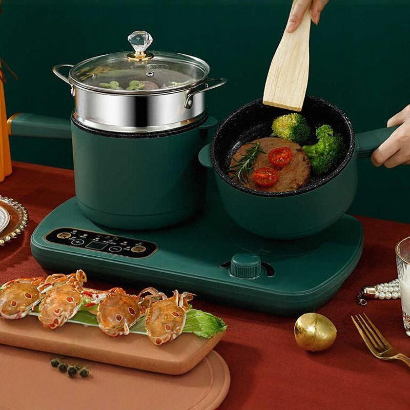 多功能料理锅家用小型早餐机双炉多用电煮锅电炒煎锅分体不粘锅