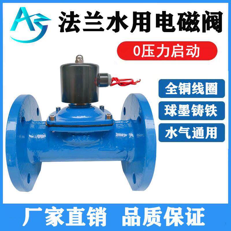 2W球墨铸铁法兰水用电磁阀24V220V常闭直动式电磁开关阀DN5065 80