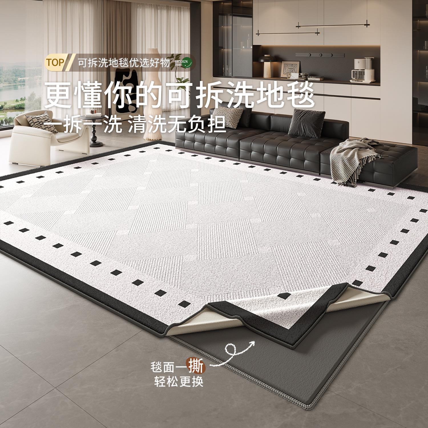 可拆洗地毯客厅意式极简双层可机洗沙发隔音垫易打理可拆卸地垫