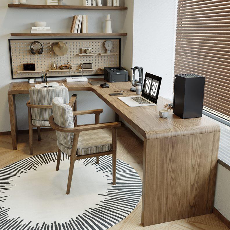 转角书桌双人型全实木落长条角l办公桌拐工作台型字电脑桌7卧室角