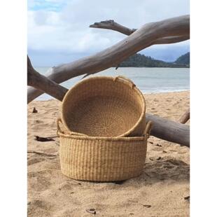 Roomology非洲加纳进口手工草编洗衣篮收纳篮脏衣篓无胶水可水洗