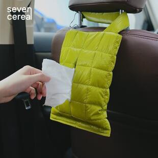 七谷|华夫纸巾袋创意车载纸巾盒客厅设计感餐巾卫生纸盒挂式抽取