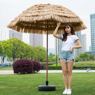 彷真稻草伞大遮阳伞户外摆摊折叠遮阳伞沙滩伞茅草伞风景区伞庭院