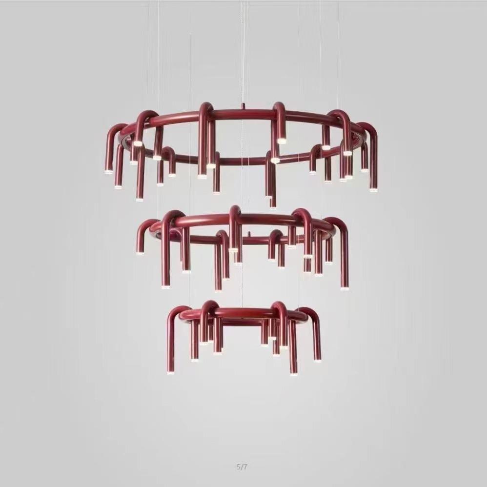 设计师 U型吊灯现代北欧客厅长条餐厅吧台卧室样板房铁艺圆环灯具