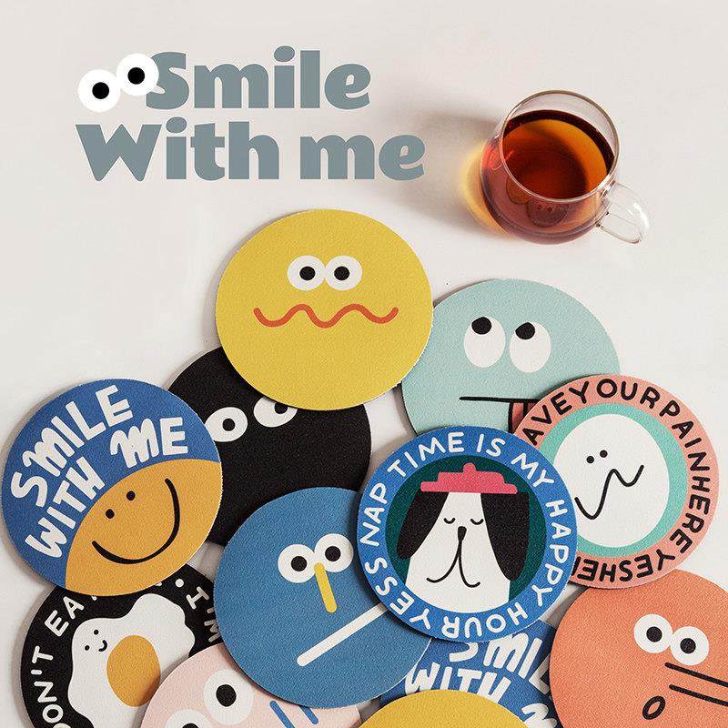 创意卡通表情吸水杯垫高级感硅藻泥隔热垫家用玻璃杯垫餐桌碗盘垫,居家布艺,餐垫,淘宝优惠券,粉丝福利购,淘宝优惠卷