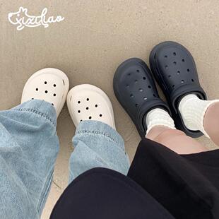 细细条 增高懒人凉拖春夏季ins潮时尚休闲 外穿简约女士防滑洞洞