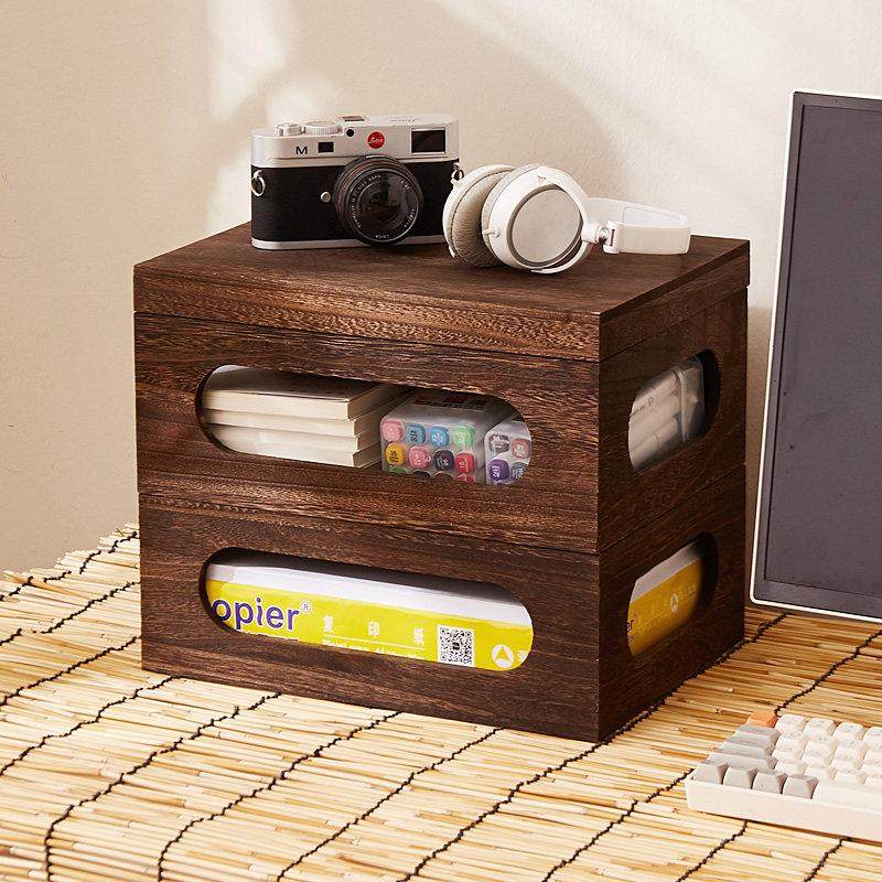 实木木盒桌面带盖储物箱杂物整理收纳盒筐套盒置物架镂空办公CD盒,收纳整理,CD盒,淘宝优惠券,粉丝福利购,淘宝优惠卷