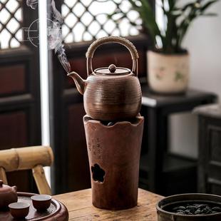 围炉煮茶柴烧提梁煮泡茶纯手工大容量陶瓷简约家用烧水粗陶壶炭炉