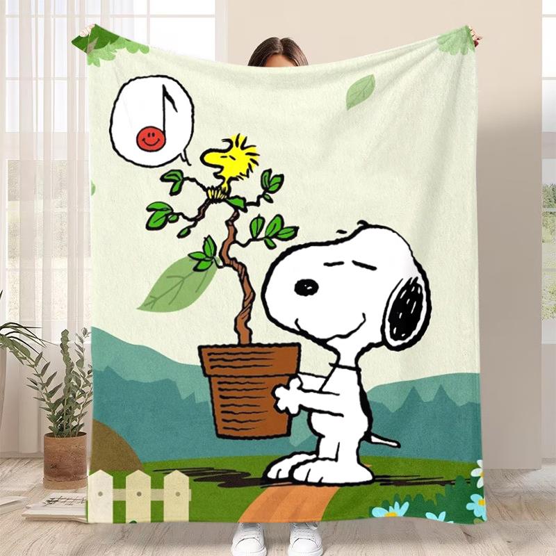 史努比卡通法兰绒毛毯图案定制办公室午睡毯空调毯披肩毯盖腿毯