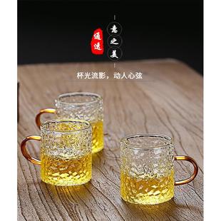 防爆耐热小号玻璃茶杯带把小杯子玻璃6色把杯防烫家用功夫品茶杯