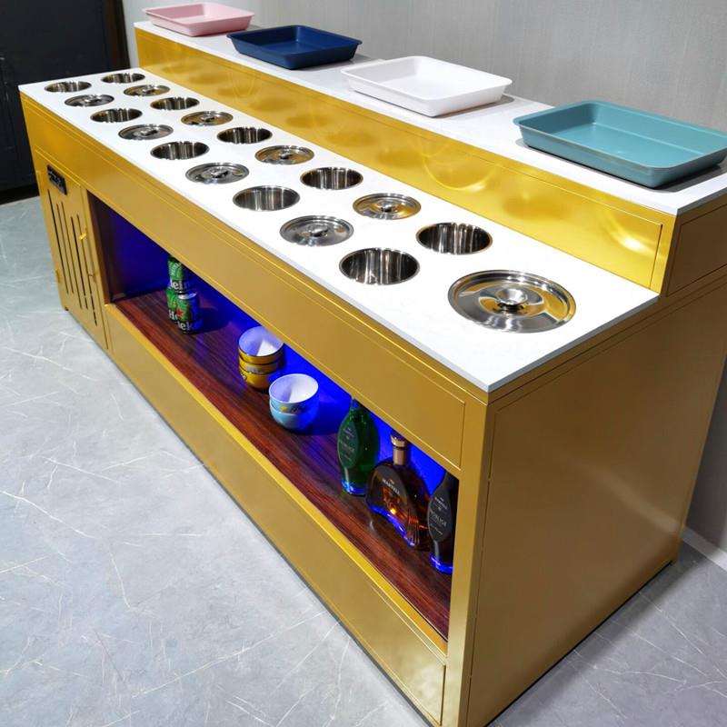 自助火锅店调料台冷藏保鲜蘸料台展示柜沙拉台串串麻辣烫小料台柜