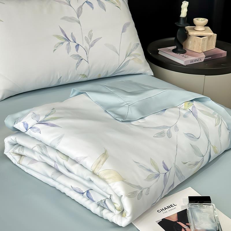 A类100S天丝夏凉被四件套双面冰丝凉感夏被可机洗水洗空调薄被子