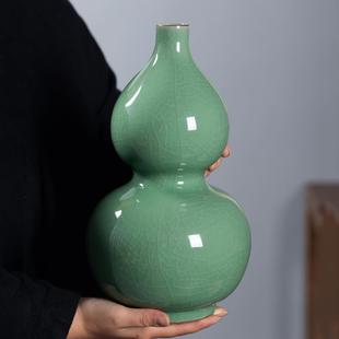 饰禅意干花家居客厅中式 青瓷花瓶摆件陶瓷桌面装 插花复古葫芦花器