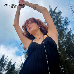 慵懒度假沙滩裙深V露背亲肤透气面料 新款 VIA ISLAND向岛2025夏季