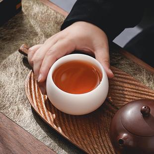 高端手工茶器自生釉羊脂玉白瓷茶杯主人杯单杯大号茶盏品茗杯专用