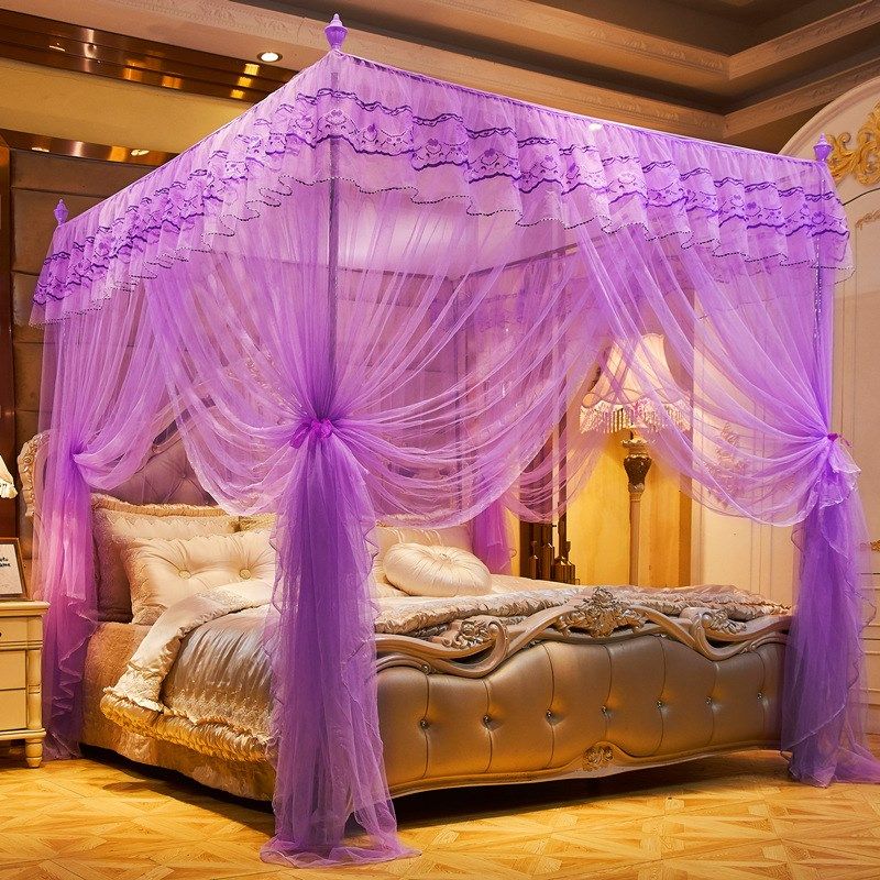 2022新款家用1.8米床双人公主风宫廷三开门加粗支架帐子1.21.5床
