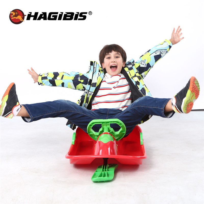 成人儿童滑雪板有舵方向盘滑雪车带刹车单板雪橇车冰车爬犁