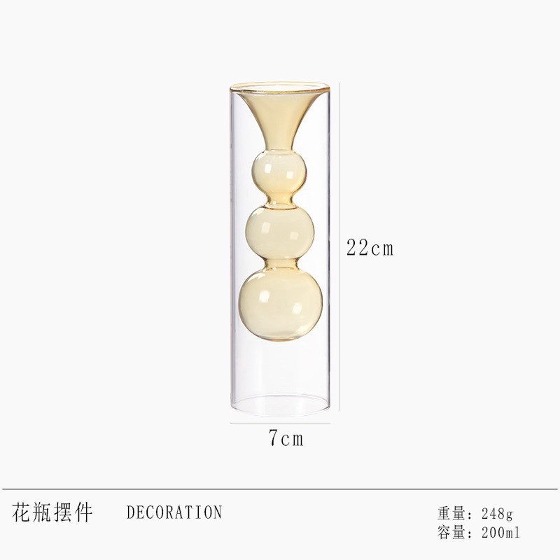 全新创意欧式双层内结玻璃花瓶 家居饰品水培插花器摆件