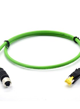 工业以太网M12 D 型转RJ45压接连接器绿色PUR线网线接头