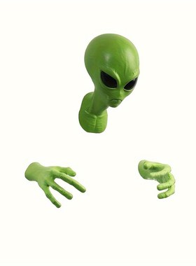 跨境绿色外星人创意挂件3D Alien墙壁搞怪造型家居道具