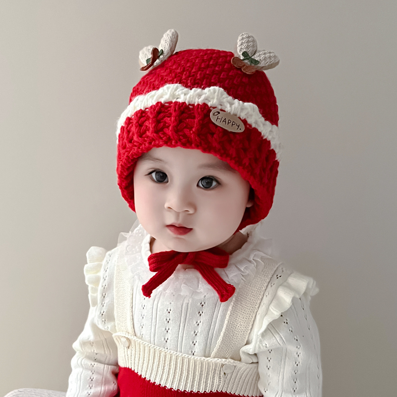 兔七宝婴儿帽子秋冬季洋气护耳帽