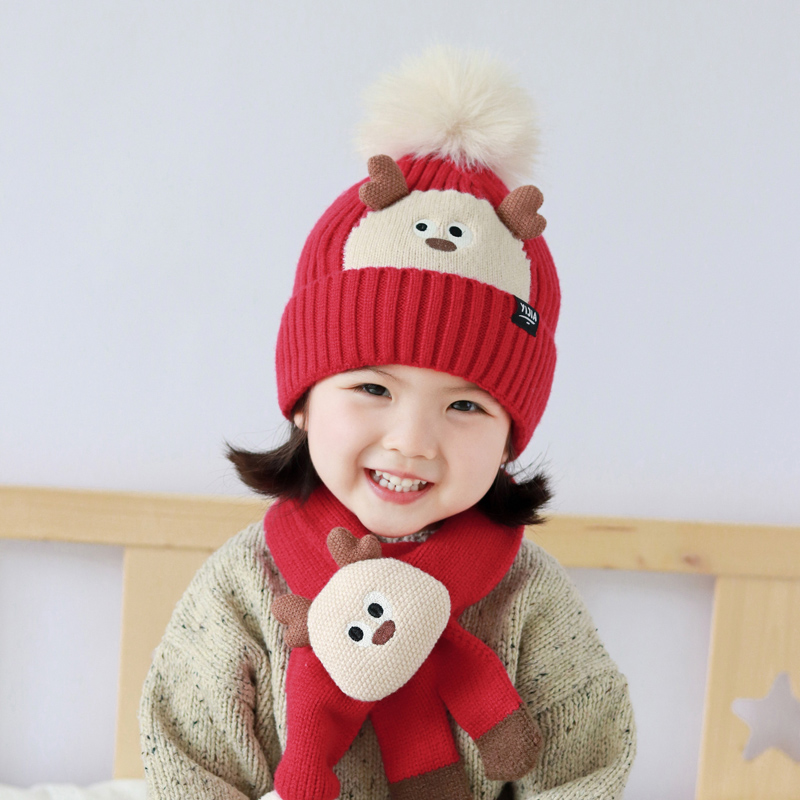 兔七宝毛线帽针织帽小鹿设计可爱